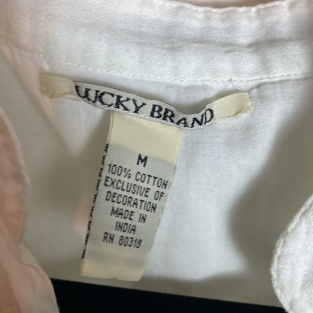 Lucky Brand Floral Neck Line Embroidered Dress Size Medium Side Zip